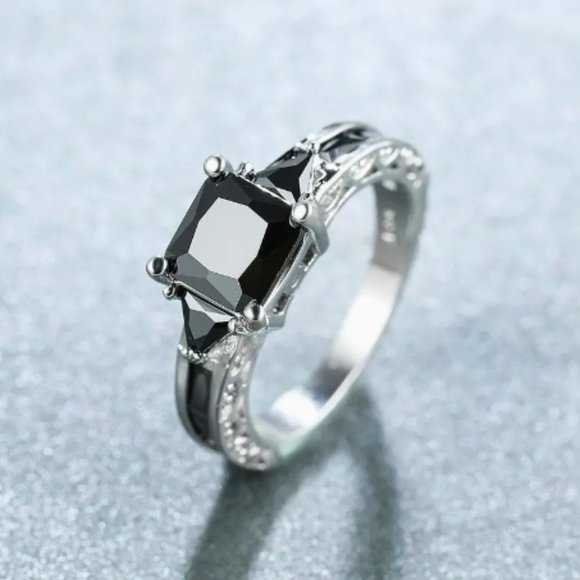 AllTheThingsJewelry Jewelry - 925 Sterling Silver Plated Black Diamond Ring
